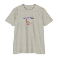 lucky duck graphic shirt, modern clean blue color lucky duck and red color duck graphic shirt sparkle paperie house