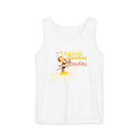 theme park flower and garden festival tank top, spike bee with chasing sunshine and flowers, sparkle paperie house
