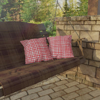 Patriotic red gingham pillow with white background, double sided printing, 16x16 outdoor pillow, sparkle paperie house