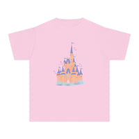 theme park fantasy land cindy castle t-shirt, fantasy magic pastel castle youth  t-shirt sparkle paperie house