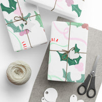 Whimsical Pastel Christmas Holly Pattern Wrapping Papers