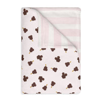 theme park mouse shaped ice cream two side blanket with pink and white stripes, sparkle paperie house