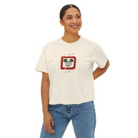theme park christmas WDW red and green colors with stars, women's christmas boxy shirt