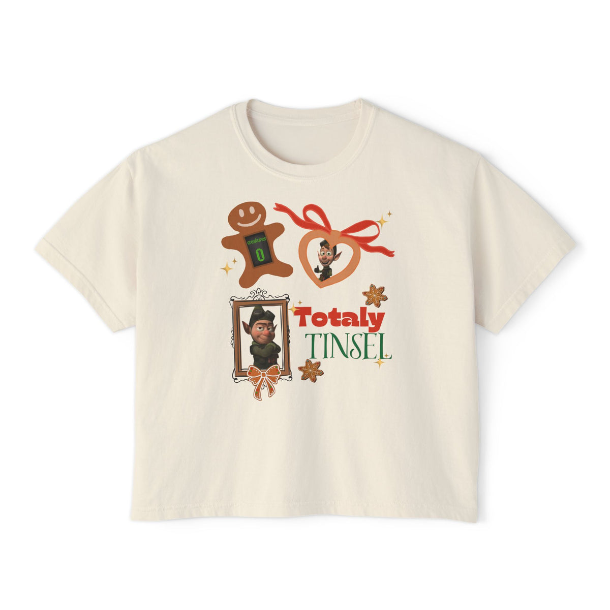 theme park so totally tinsel christmas women's boxy shirt