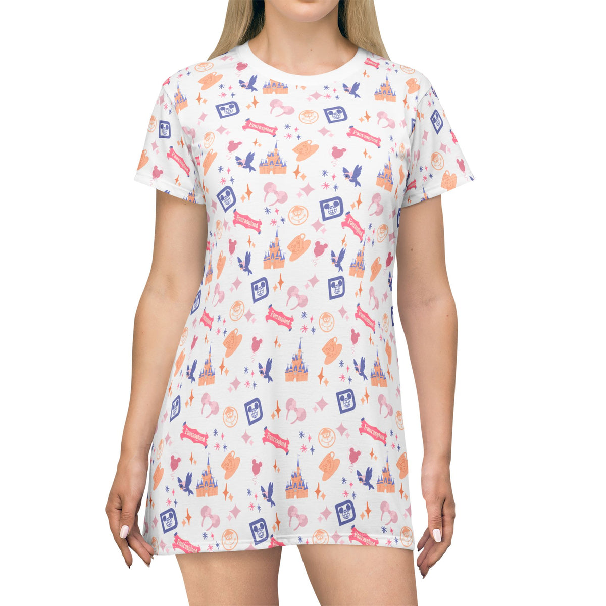 theme park fantasy land pattern t-shirt dress, fantasy magic pattern t-shirt dress sparkle paperie house 