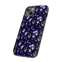 blue and white floral pattern phone case, spring strawberry pattern tough phone case sparkle paperie house