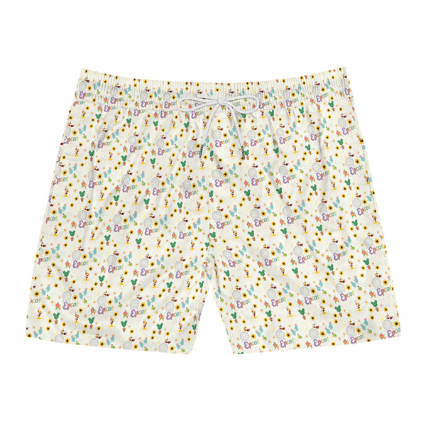 Enchanted Garden Festival Pattern Men's Mid-Length Swim Shorts