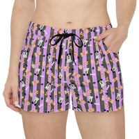 Boo Too You Halloween Pattern Women Casual Shorts, sparkle paperie house