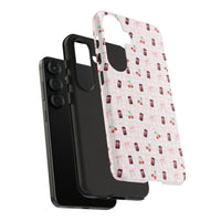 cherry fizz coquette tough phone case, pepper soda cherry coquette pattern phone case sparkle paperie house