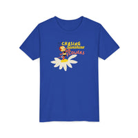 theme park kids t-shirt, spikey bee chasing sunshine and flowers graphic shirt, sparkle paperie house