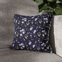 navy floral pattern double sided print pillowase, 14x14 and 16x16 navy floral and navy buffalo check pillowcase for indoor sparkle paperie house