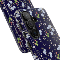 blue and white floral pattern phone case, spring strawberry pattern tough phone case sparkle paperie house
