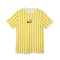 theme park t-shirt yellow stripe spikey bee, enchanted garden festival sparkle paperie house
