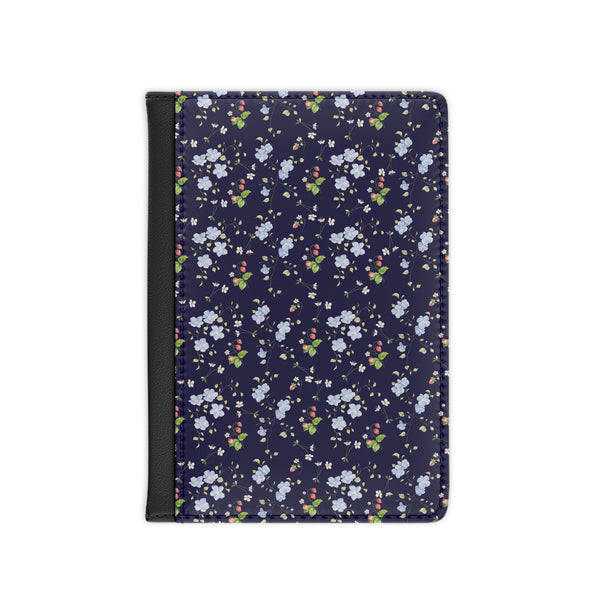Midnight Strawberry Garden Pattern Passport Cover