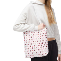 cherry fizz coquette pattern tote bag, pepper soda cherry pattern tote bag sparkle paperie house