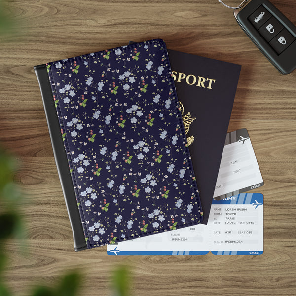 Midnight Strawberry Garden Pattern Passport Cover