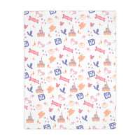theme park fantasy land pattern blanket, fantasy magic 40x80 velveteen blanket double-sided printed sparkle paperie house