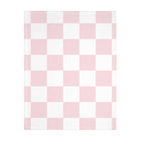 Theme Park Mouse Ears & Pink Checker Pattern Velveteen Microfiber Blanket Two-sided Print