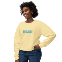 Dream bigger in blue graphic sweatshirt, sparkle paperie house