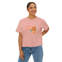 theme park springtime is the sweetest time with orange birdie, women's boxy graphic shirt 