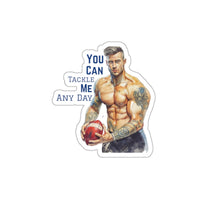 Football romance sticker with foot player player quote you can tackle me any day, sparkle Paperie house romance stickers