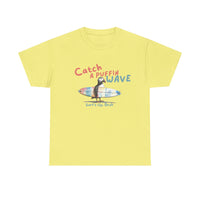 catch a puffin wave surfer t-shirt, puffin surfing t-shirt sparkle paperie house