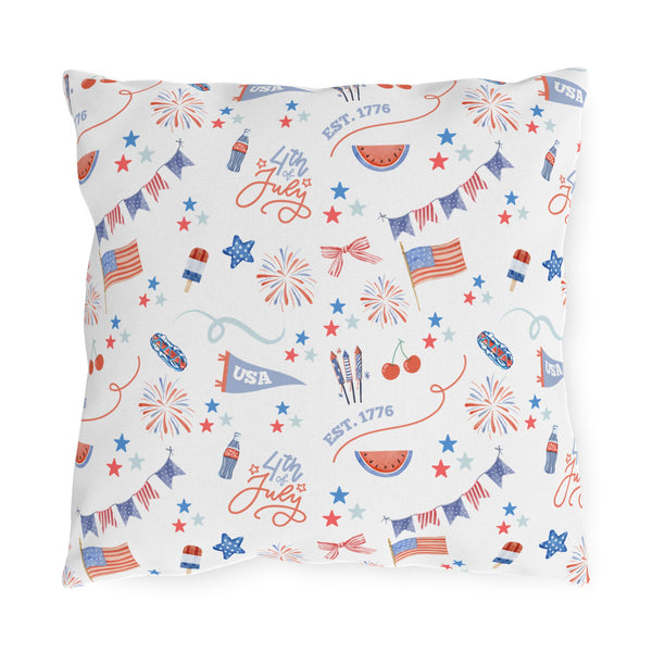Patriotic 4th of July Pattern Outdoor 16x16 Pillow