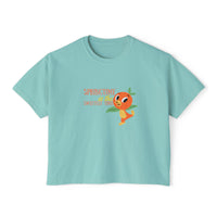 theme park springtime is the sweetest time with orange birdie, women's boxy graphic shirt 