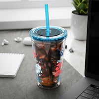 patriotic clear tumbler features you look like the 4th of july with hot dog graphic, patriotic tumbler sparkle paperie house