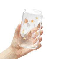 Groovy pumpkin pattern tumbler with wooden lid and straw, autumn pattern glass tumbler sparkle paperie house