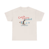 catch a puffin wave surfer t-shirt, puffin surfing t-shirt sparkle paperie house