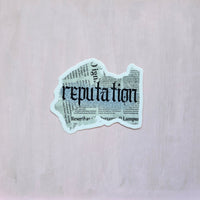 reputation glitter newspaper vinyl die cut sticker 3x3, sparkle paperie house