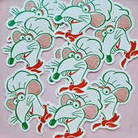 rizzo the pizza rat vinyl die cut sticker 3x3, sparkle paperie house