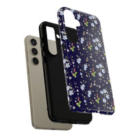 blue and white floral pattern phone case, spring strawberry pattern tough phone case sparkle paperie house