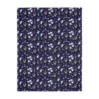 blue and white floral strawberry pattern blanket, navy floral pattern 40x30 throw blanket double sided print with navy buffalo check pattern blanket sparkle paperie house