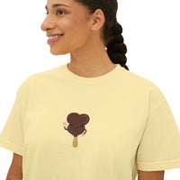 theme park mouse shaped ice cream bar women boxy shirt, sparkle paperie house