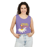 theme park flower and garden festival tank top, spike bee with chasing sunshine and flowers, sparkle paperie house