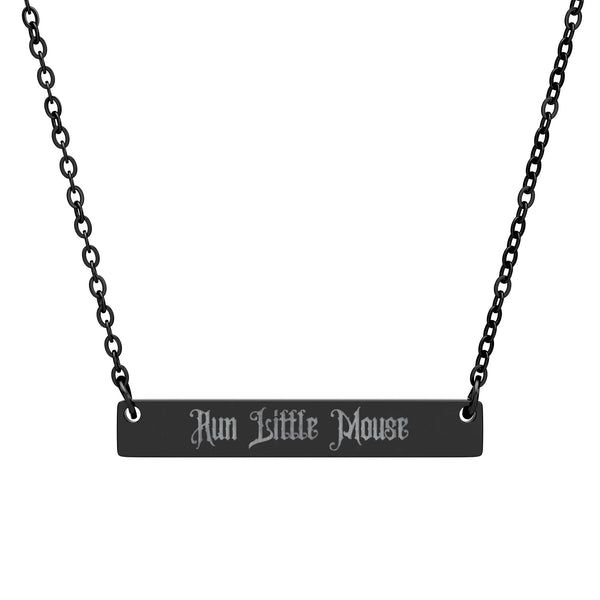 Dark Romance Run Little Mouse Engraving Horizontal Bar Necklace
