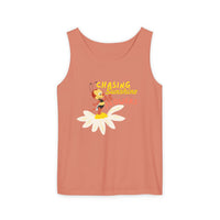 theme park flower and garden festival tank top, spike bee with chasing sunshine and flowers, sparkle paperie house