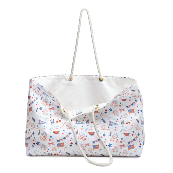 Patriotic 4th of July Pattern Weekender Beach Bag