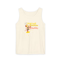 theme park flower and garden festival tank top, spike bee with chasing sunshine and flowers, sparkle paperie house