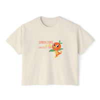 theme park springtime is the sweetest time with orange birdie, women's boxy graphic shirt 