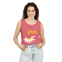 theme park flower and garden festival tank top, spike bee with chasing sunshine and flowers, sparkle paperie house