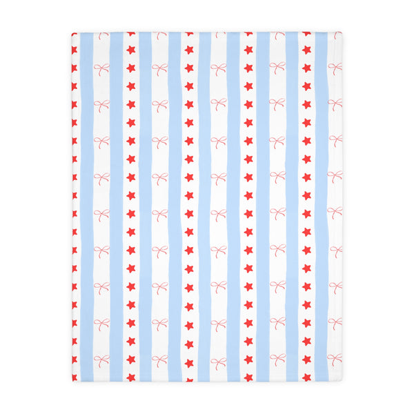 Patriotic Red White & Blue Velveteen Microfiber Blanket Two Side Printed  40x30