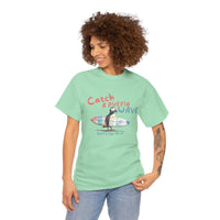 catch a puffin wave surfer t-shirt, puffin surfing t-shirt sparkle paperie house