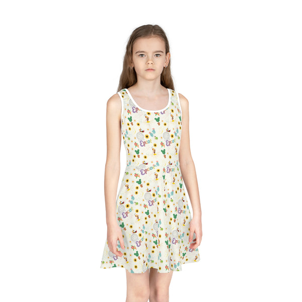 Enchanted Garden Festival Pattern Girls' Sleeveless Sundress