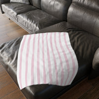 Spooky Halloween Cotton Candy Velveteen Two Sided Blanket, Pink and White stripe blanket with spooky cute Halloween cotton candy graphic, sparkle paperie house