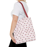cherry fizz coquette pattern tote bag, pepper soda cherry pattern tote bag sparkle paperie house