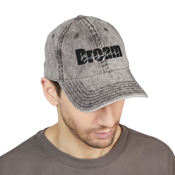 Motivational Black Dream Bigger Embroidery Vintage Cap