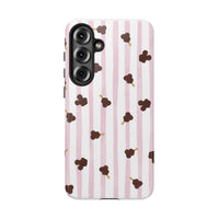 theme park mouse shaped ice cream with pink stripe tough phone case, sparkle paperie house